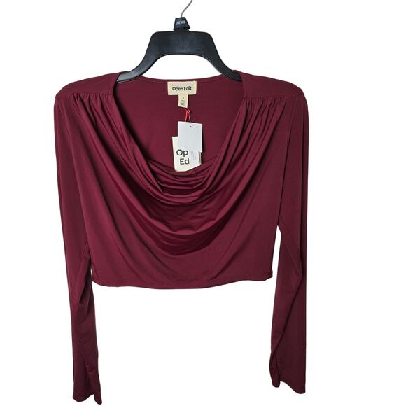 Open Edit Tops - Open Edit NWT Crop Top Size Small slouchy cowl neckline Burgundy